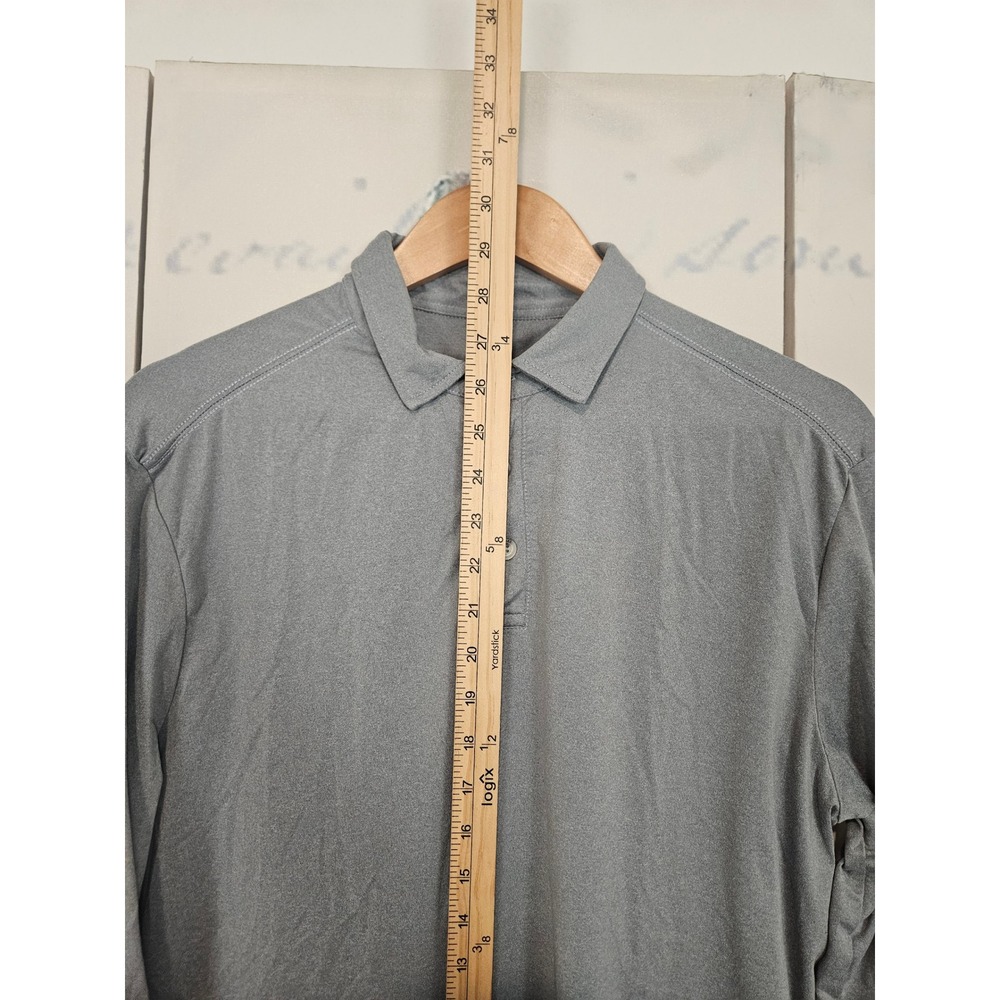 Burlebo Mens Long Sleeve Performance Polo Shirt Grey Stretch Size M 8154 - Picture 7 of 8